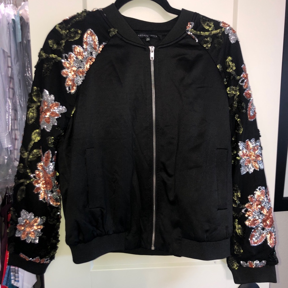 Bloomingdale’s Endless Rose Sequin Bomber Jacket